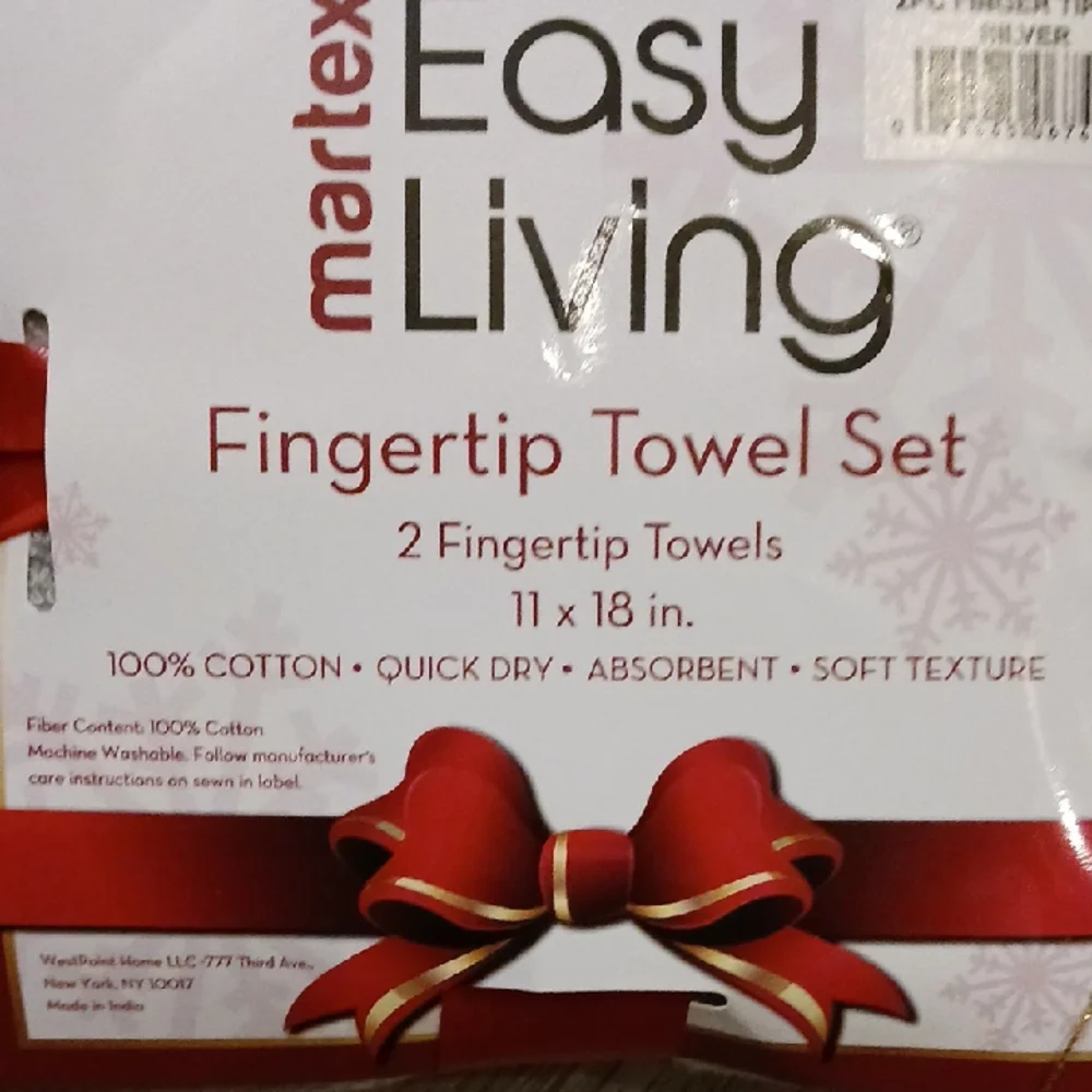 NWT Martex Easy Living Soft Gray Silver Fingertip Towels Set Of Two